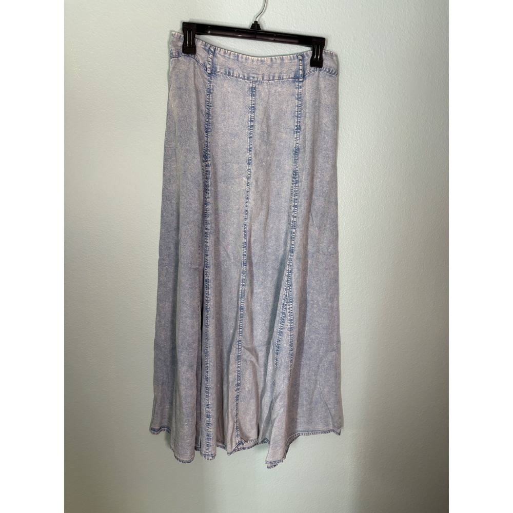 Mustard Seed Light Wash Lyocell Acid Wash Flare Maxi Skirt DS0547 Blue Womens M